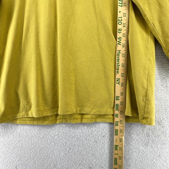 EILEEN FISHER Top L Cotton Interlock Jersey Scoop Neck 3/4 Sleeve Yellow USA - Picture 9 of 10